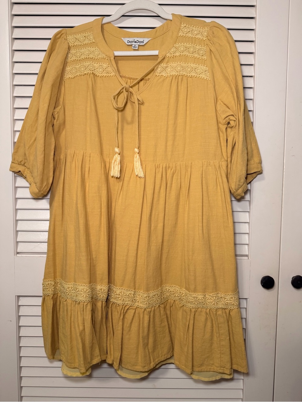Mustard yellow boho mini dress by Davis Dani 💛
